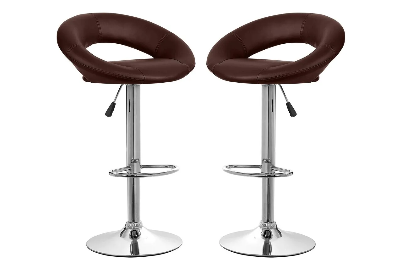 Set 2 scaune bar Set 2 scaune bar Bedora Oval piele ecologica maro