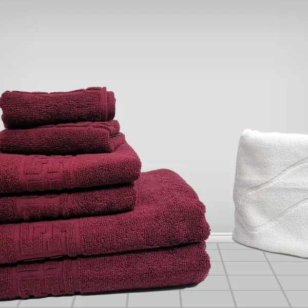 Set 7 Prosoape Bumbac Pakistanez Greek Border Burgundy