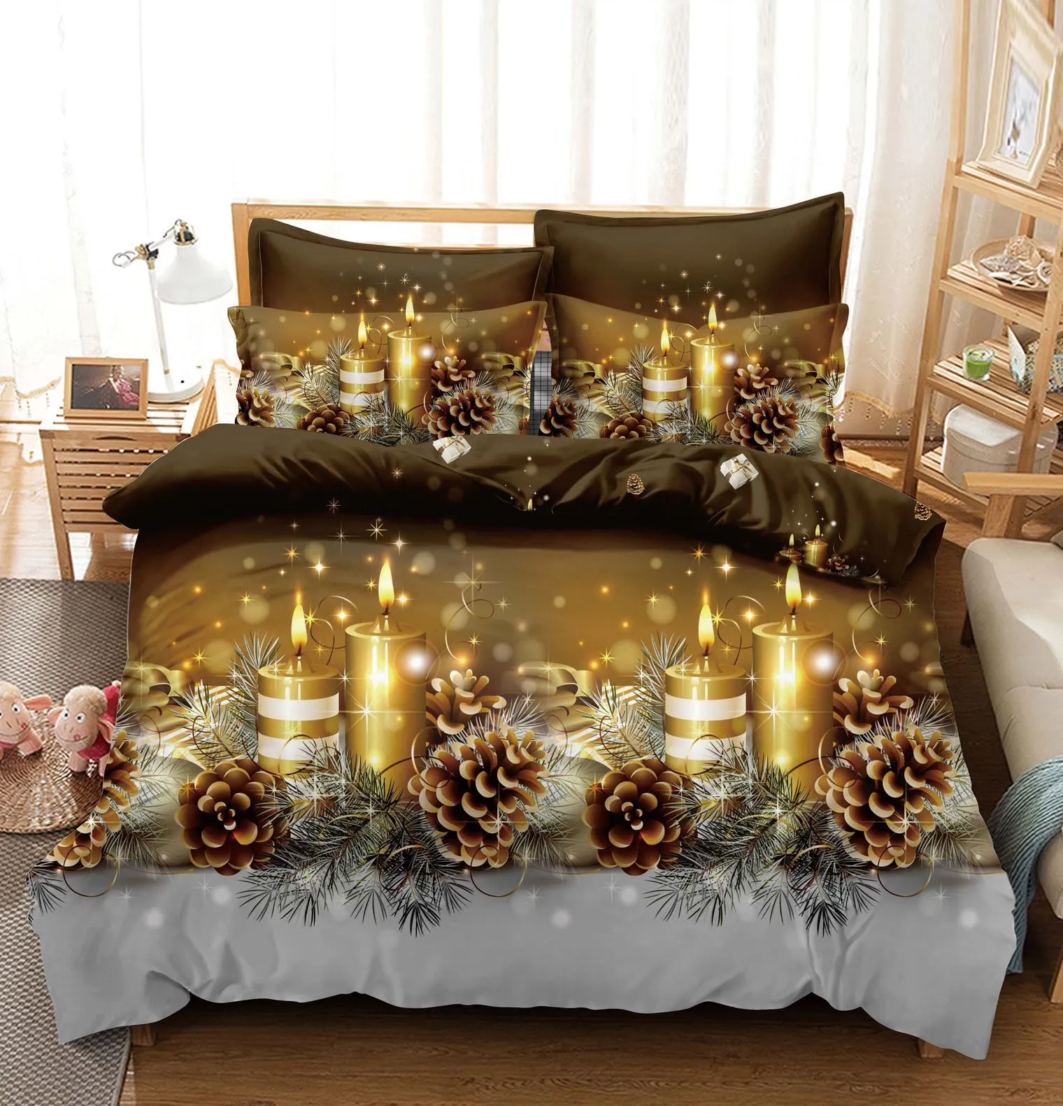 Lenjerie Craciun cu Elastic Finet Bumbac 6 Piese XMSE-07 Lenjerie Craciun cu Elastic Finet Bumbac 6 Piese XMSE-07