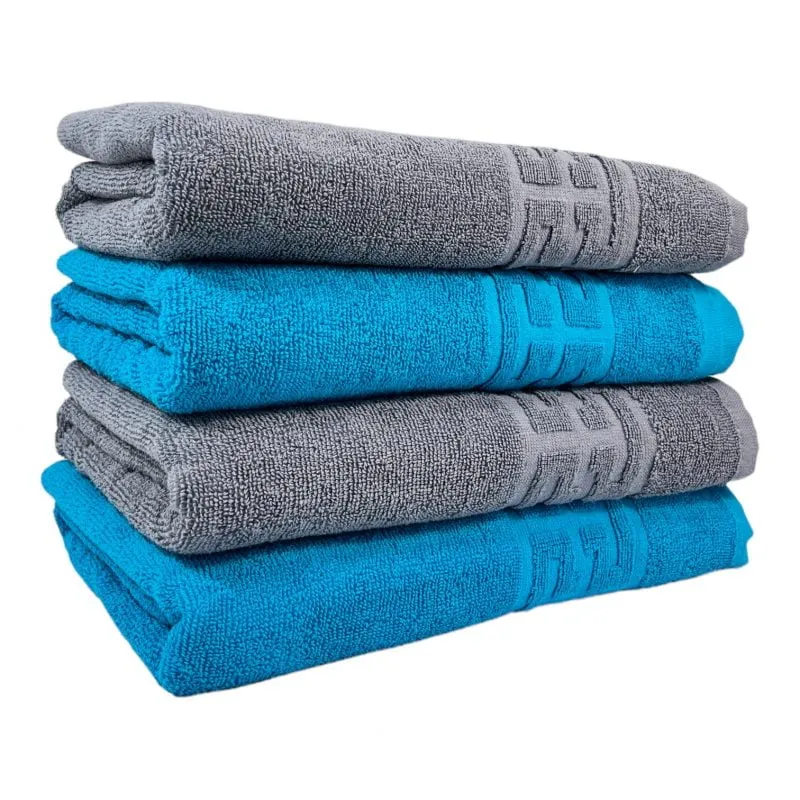 pachet-4-prosoape-baie-bumbac-100-550g-greek-bleu-gri-st10090-800x800-1 Set 4 Prosoape 50x90 cm Bumbac 500 gr/mp Greek Border Turcoaz, Gri