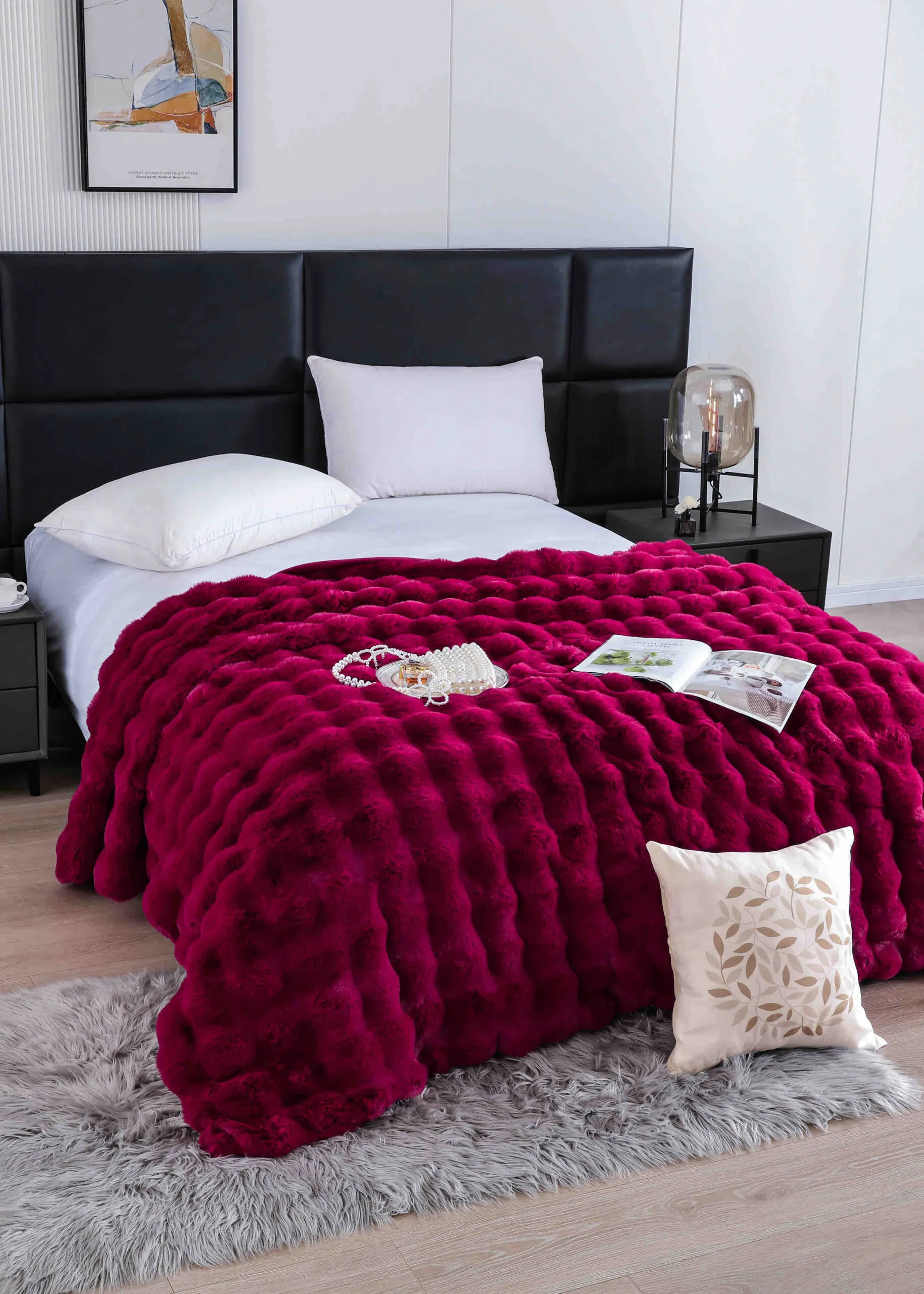 Patura Luxury 200x230 cm Blanita Artificiala si Fermoar Pilota Burgundy Patura Luxury 200x230 cm Blanita Artificiala si Fermoar Pilota Burgundy