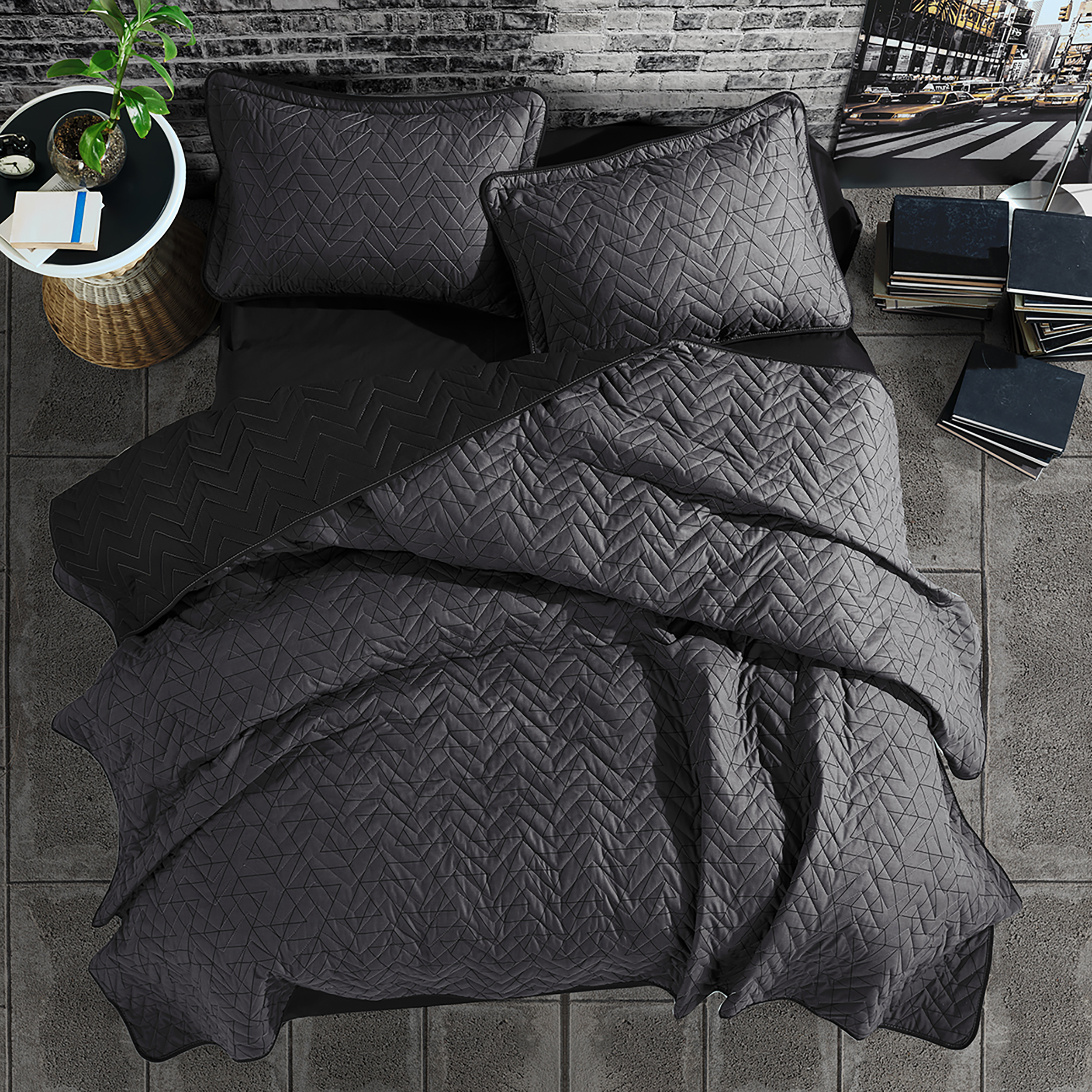 Monza-v1 Cuvertură de pat Clasy matlasată - 2 persoane (MONZA V1) 3 piese