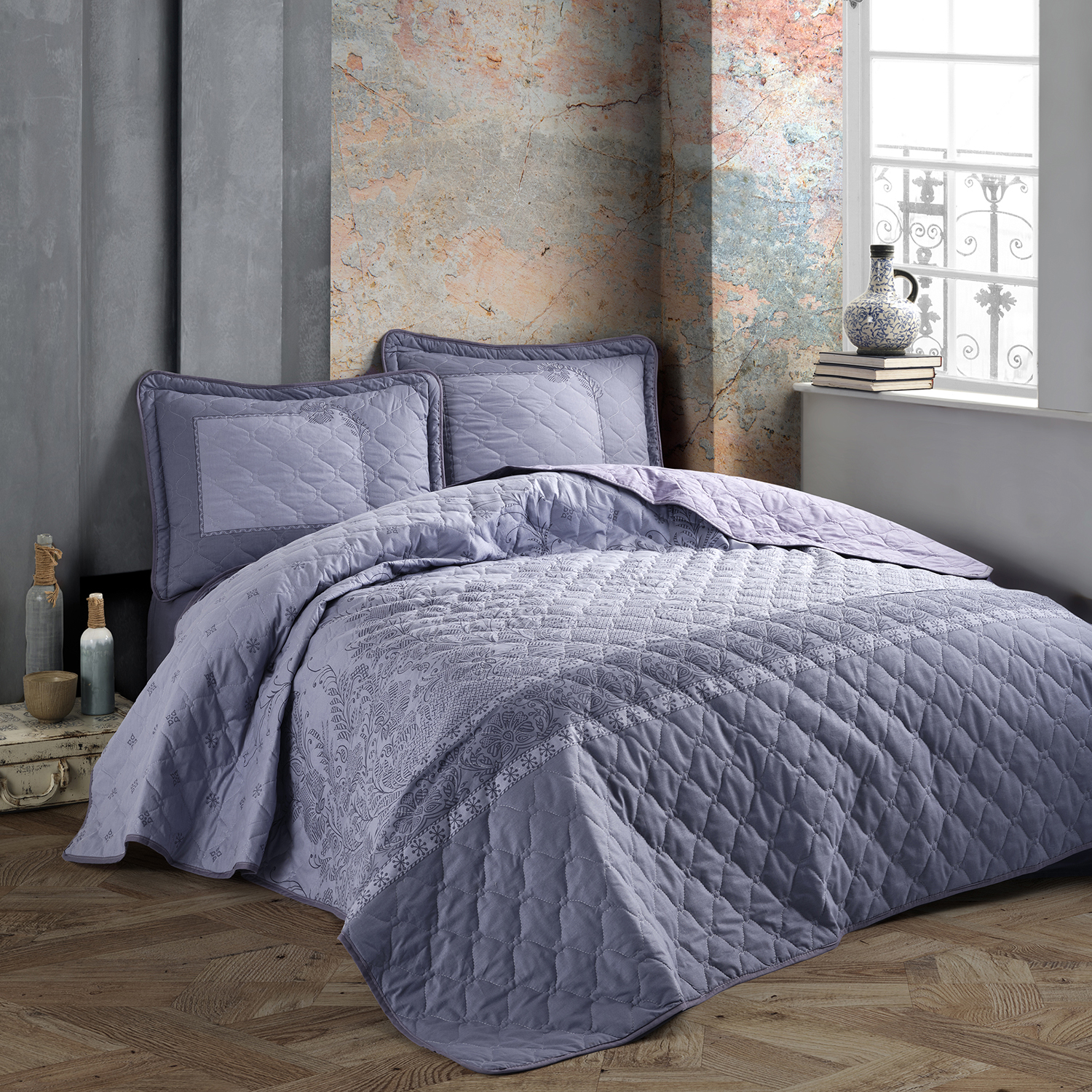 Risa-v1-ytkort Cuvertură de pat Clasy matlasată - 2 persoane (RISA V1) 3 piese