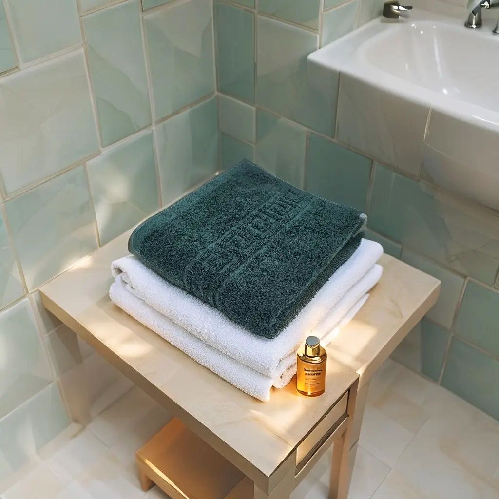 Prosop Bumbac 30×50cm Greek Border Verde Petrol 500 gr/mp Prosop Bumbac 30×50cm Greek Border Verde Petrol 500 gr/mp