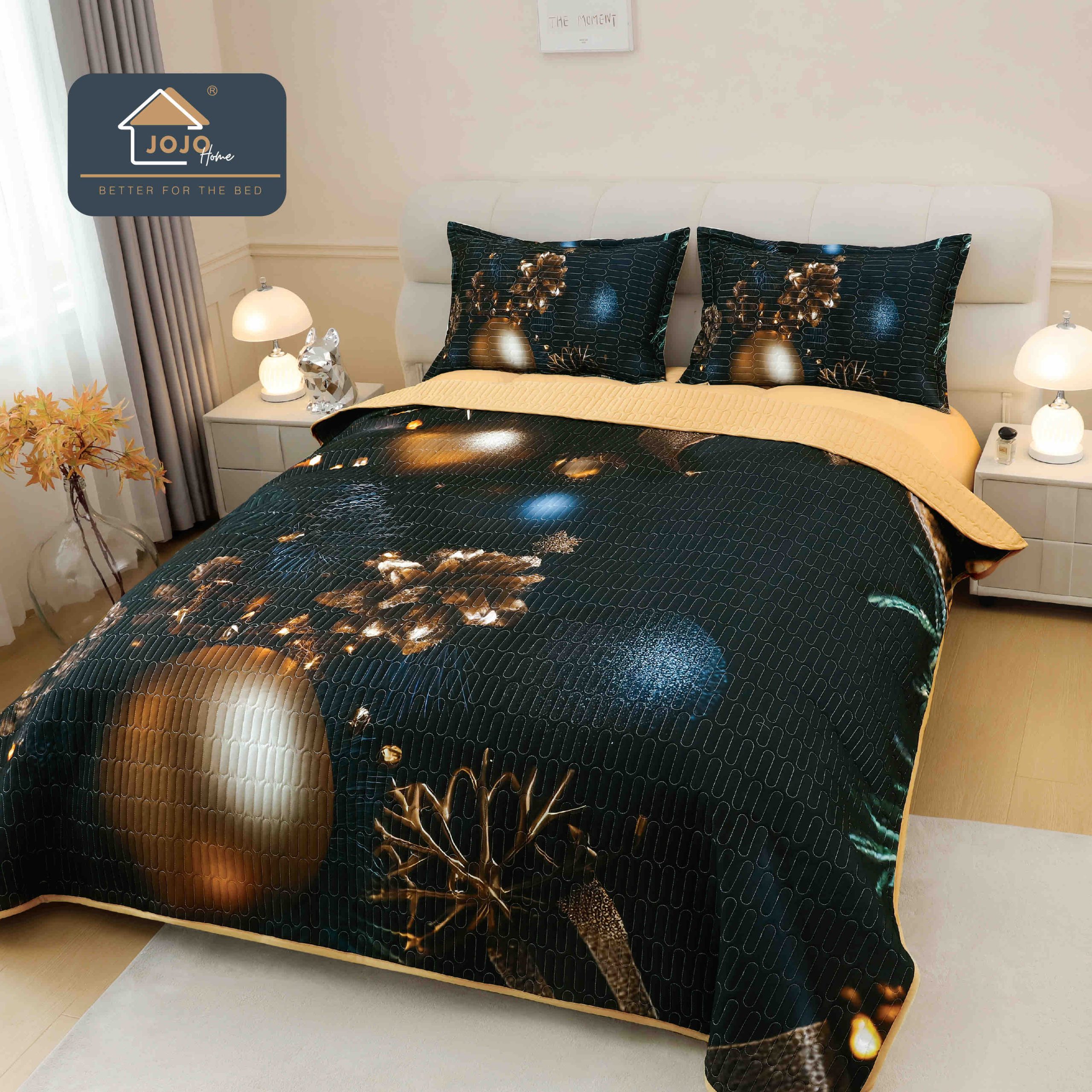 Set cuvertură Crăciun 5D cu 2 fețe de pernă, design festiv Set cuvertură Crăciun 5D cu 2 fețe de pernă, design festiv