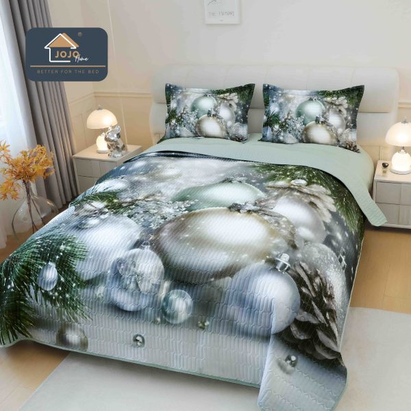 Set cuvertură Crăciun 5D cu 2 fețe de pernă, design festiv