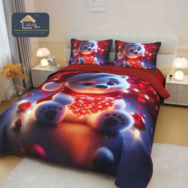 Set cuvertură Crăciun 5D cu 2 fețe de pernă, design festiv