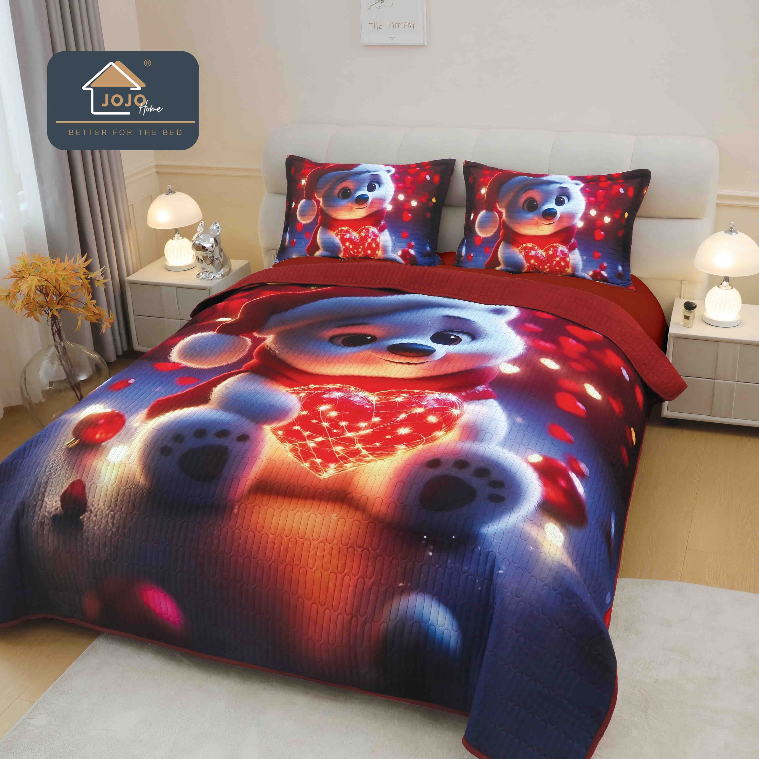 Set cuvertură Crăciun 5D cu 2 fețe de pernă, design festiv Set cuvertură Crăciun 5D cu 2 fețe de pernă, design festiv