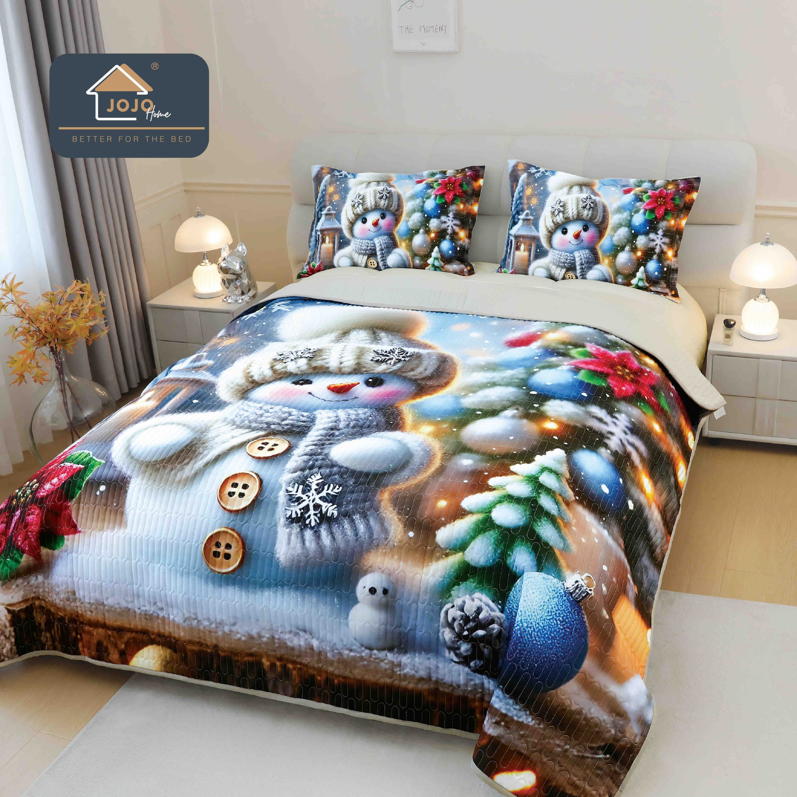 Set cuvertură Crăciun 5D cu 2 fețe de pernă, design festiv Set cuvertură Crăciun 5D cu 2 fețe de pernă, design festiv