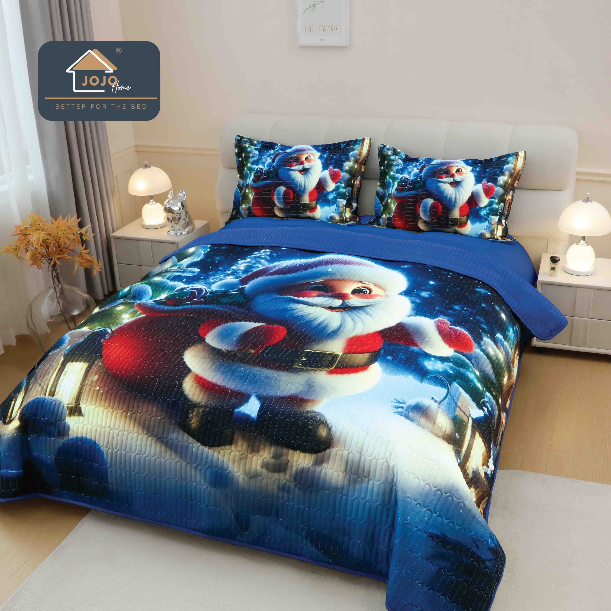 Set cuvertură Crăciun 5D cu 2 fețe de pernă, design festiv Set cuvertură Crăciun 5D cu 2 fețe de pernă, design festiv