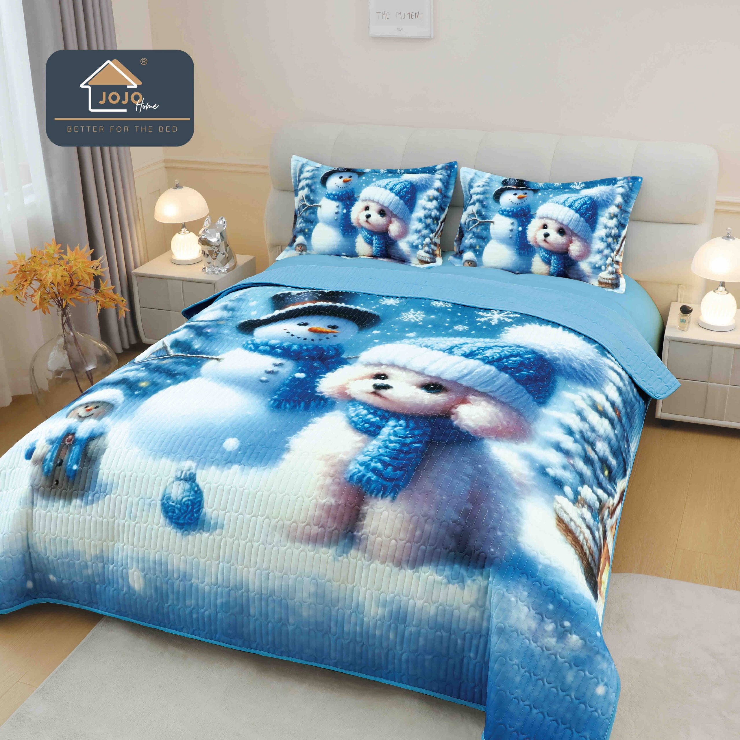 Set cuvertură Crăciun 5D cu 2 fețe de pernă, design festiv Set cuvertură Crăciun 5D cu 2 fețe de pernă, design festiv