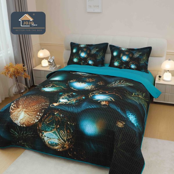 Set cuvertură Crăciun 5D cu 2 fețe de pernă, design festiv