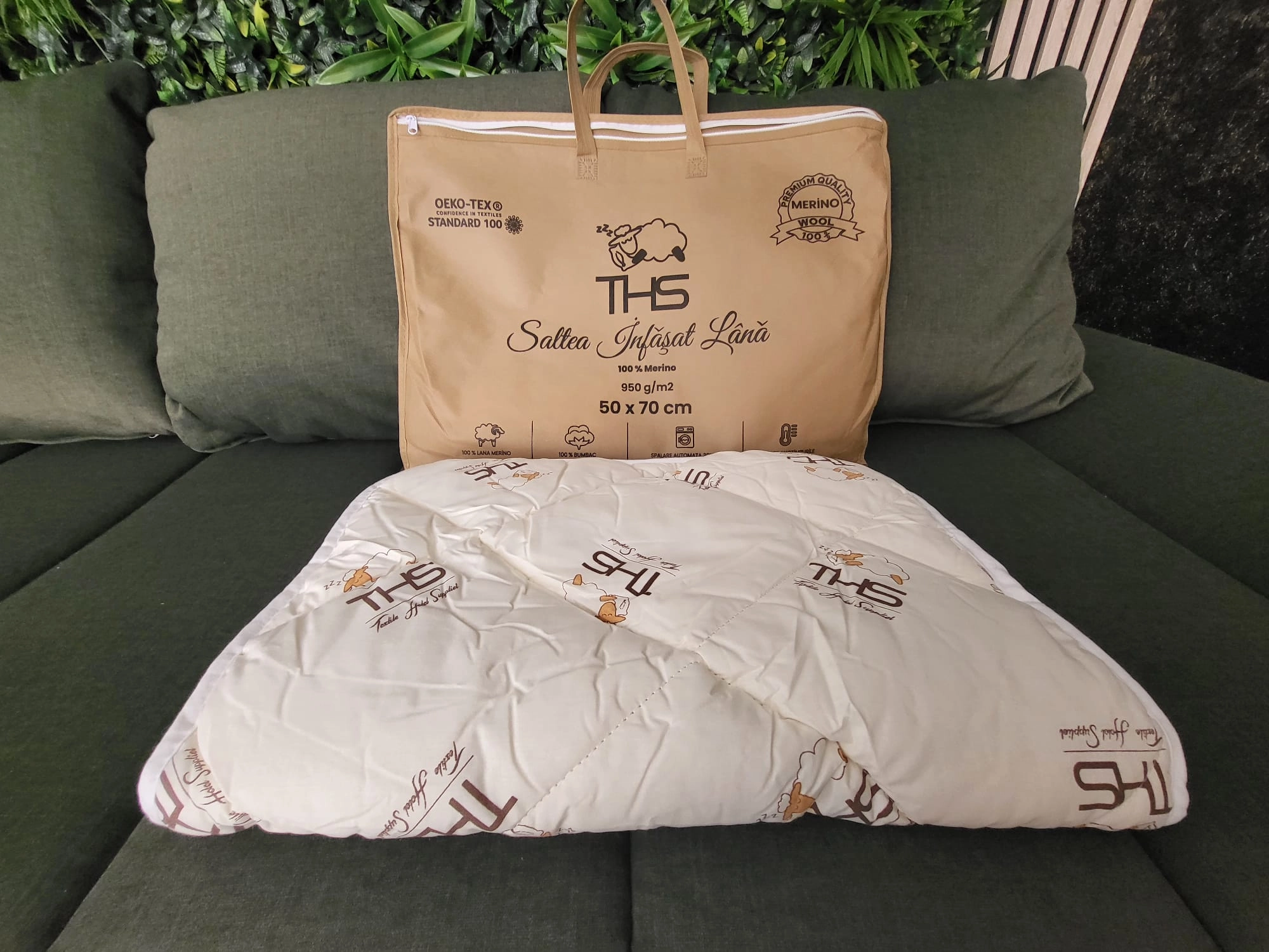 Saltea Înfășat Lana Merino | 950 g/mp | 50x70 cm | crem/oita Saltea Înfășat Lana Merino | 950 g/mp | 50x70 cm | crem/oita