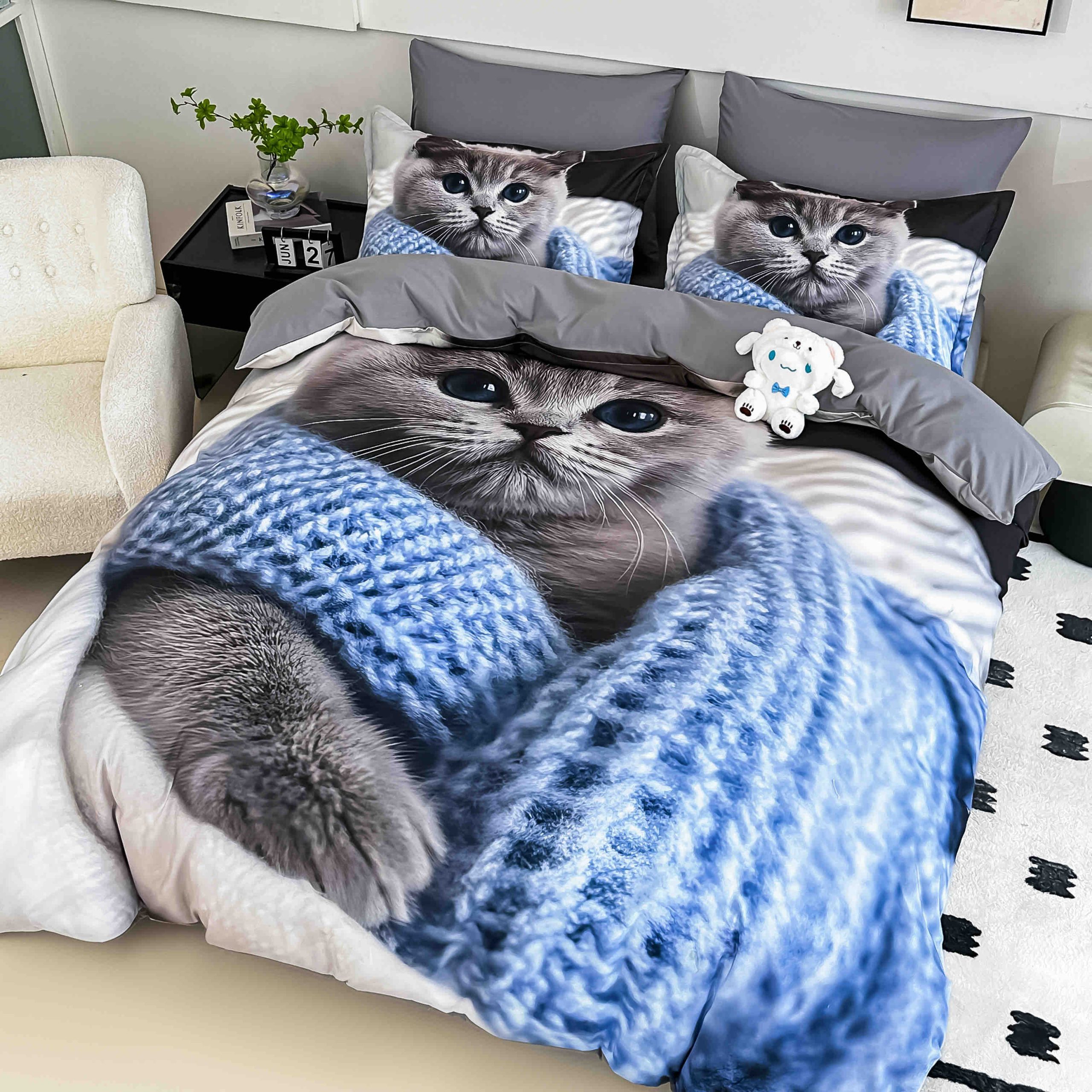 Lenjerie de Pat 6 Piese – Finet, Cearșaf cu Elastic, Imprimare Digitală 5D Lenjerie de Pat 6 Piese – Finet, Cearșaf cu Elastic, Imprimare Digitală 5D