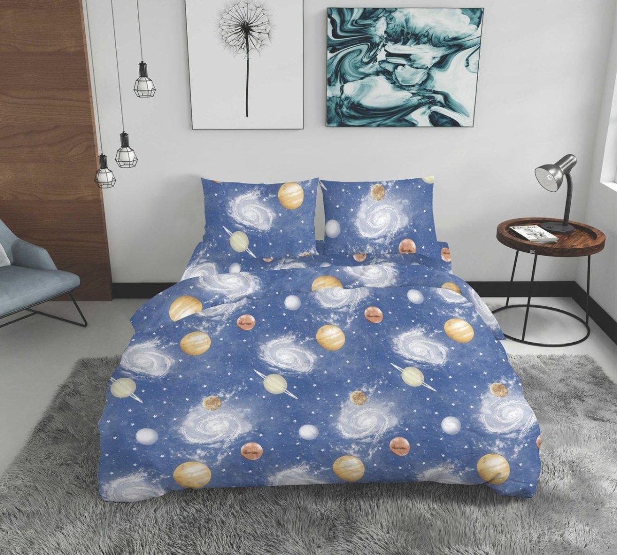 Lenjerie dubla Bedora Galaxie bumbac ranforce 4 piese