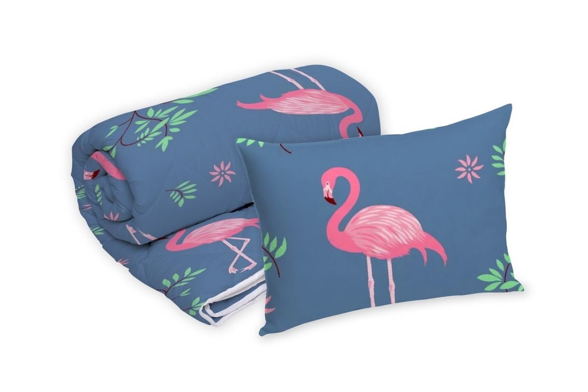 Set Alcam Pilota Antialergica Pink Flamingo 140x200cm+1 perna