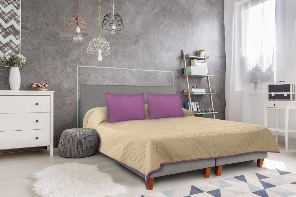 Cuvertura matlasata Alcam 2 fete 210x220cm Purple/Vanila