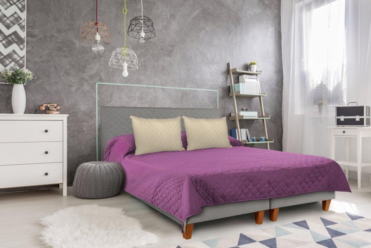 Cuvertura matlasata Alcam 2 fete 210x220cm Purple/Vanila