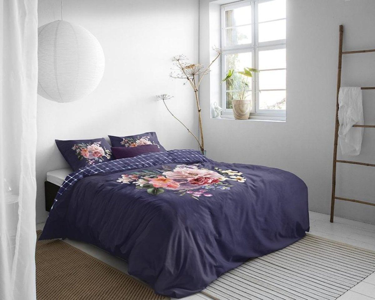 Lenjerie pat dubla Primaviera Deluxe 3 piese bumbac satinat Mayboo Blue
