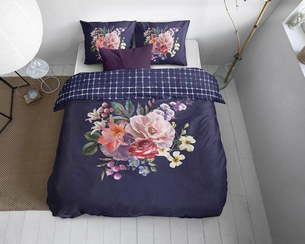 Lenjerie pat dubla Primaviera Deluxe 3 piese bumbac satinat Mayboo Blue