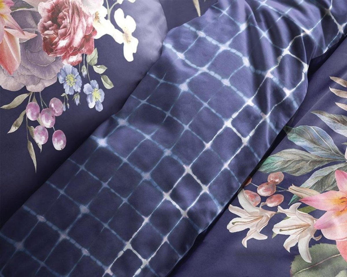 Lenjerie pat dubla Primaviera Deluxe 3 piese bumbac satinat Mayboo Blue