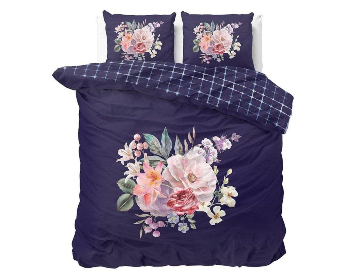 Lenjerie pat dubla Primaviera Deluxe 3 piese bumbac satinat Mayboo Blue