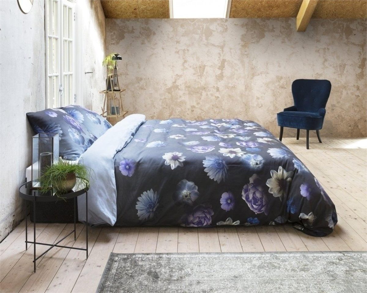 Lenjerie pat dubla Primaviera Deluxe 3 piese bumbac satinat Cecile Blue