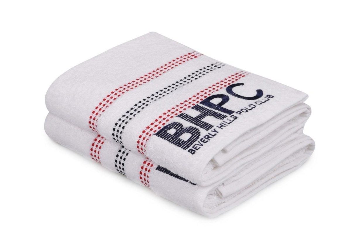 Set 2 prosoape baie 50x90cm Beverly Hills Polo Club Botanik alb