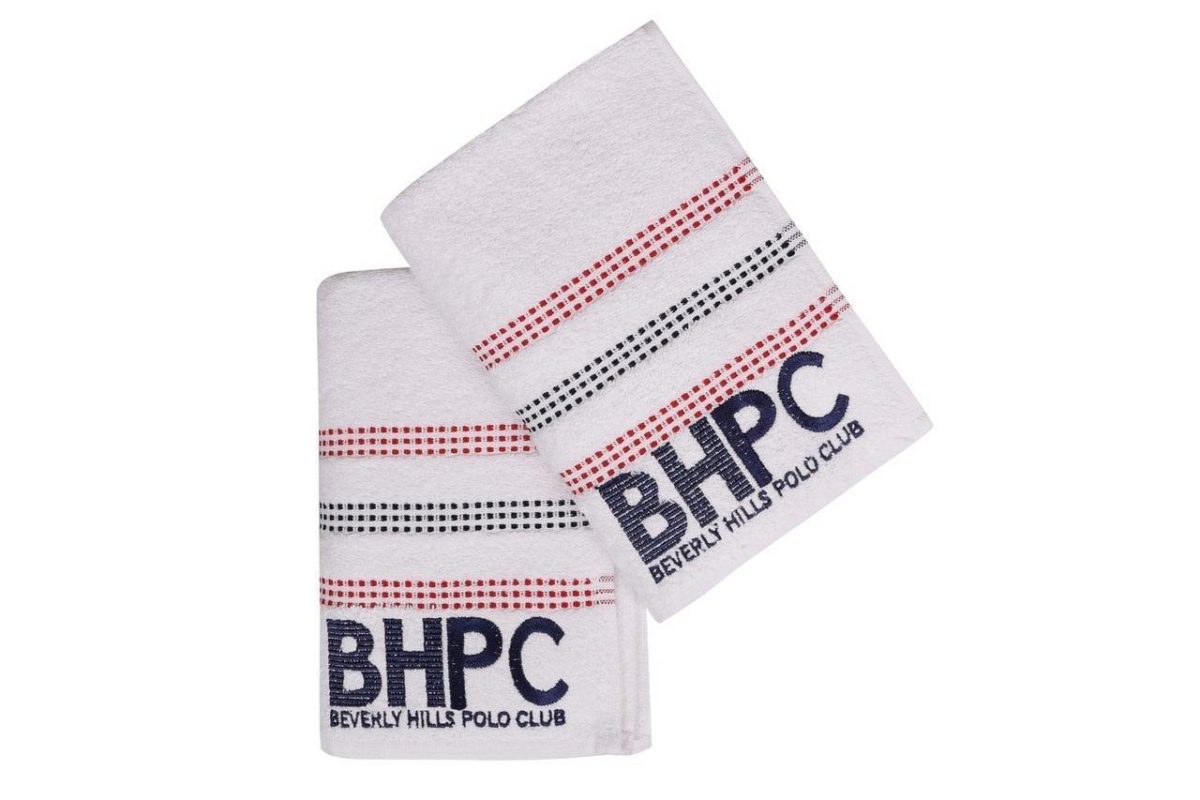 Set 2 prosoape baie 50x90cm Beverly Hills Polo Club Botanik alb