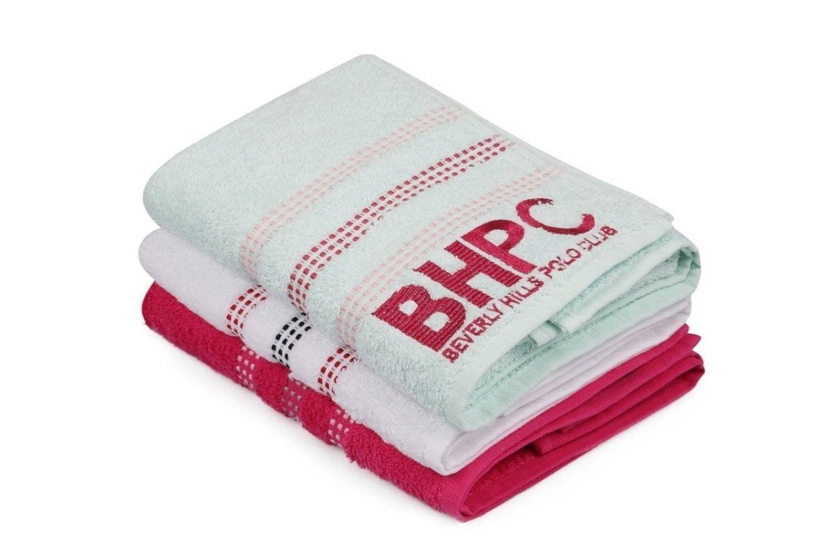Set 3 prosoape baie 50x90cm Beverly Hills Polo Club Botanik fucsia