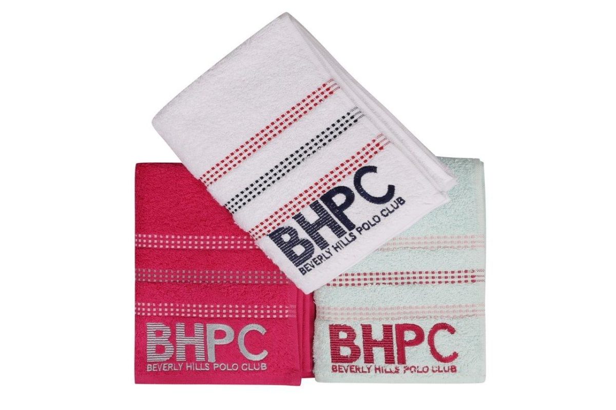 Set 3 prosoape baie 50x90cm Beverly Hills Polo Club Botanik fucsia