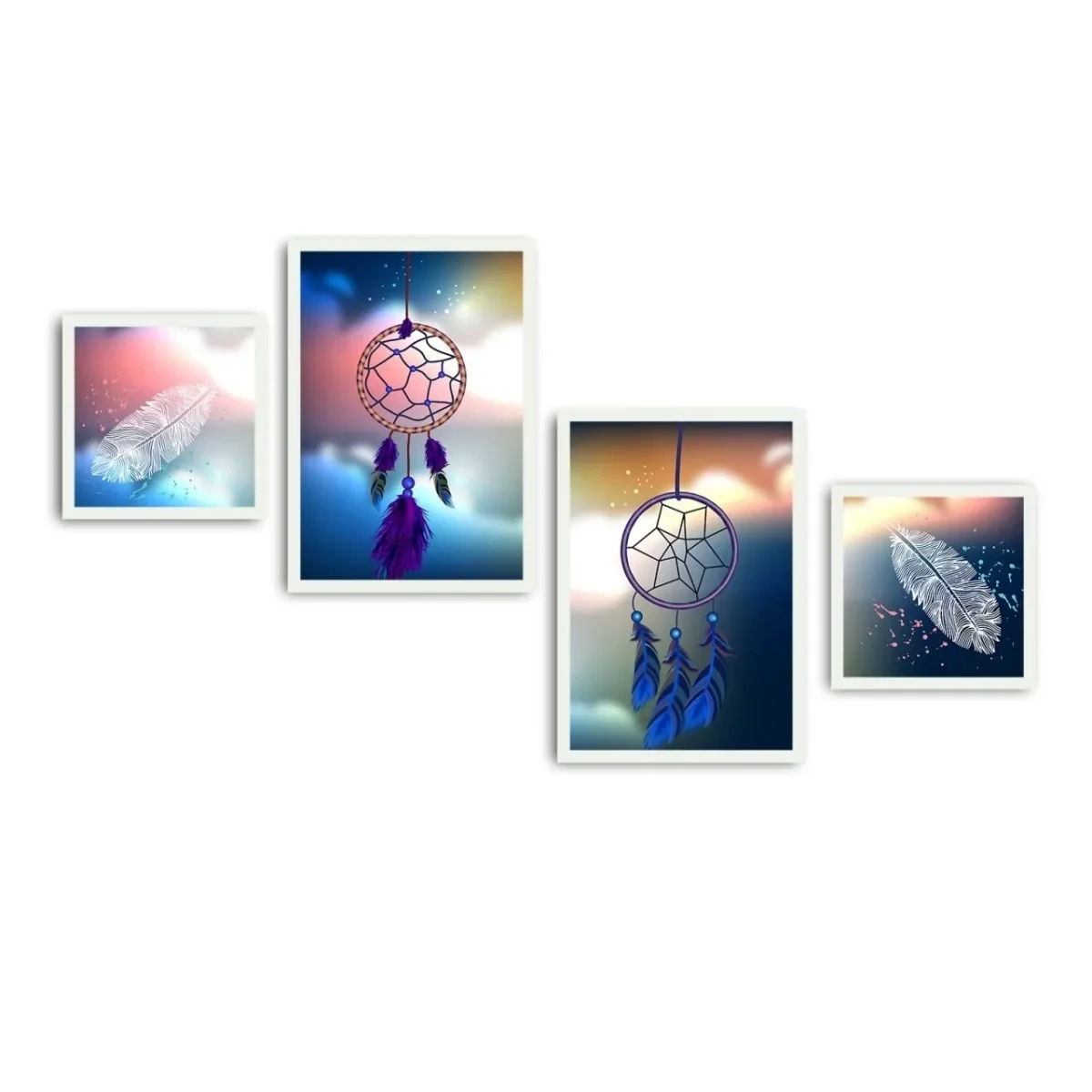 Set 4 tablouri Alpha Wall Dream Catcher 30x30/35x50 cm
