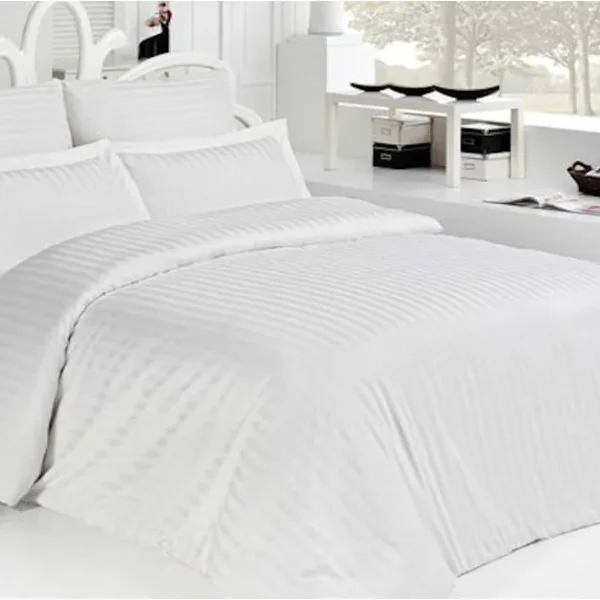 Lenjerie dublă Damasc Luxury 100% bumbac Alb (Pat dublu)