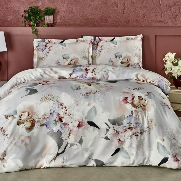 Lenjerie king size Evander gri 100% bumbac satinat TAC Mako