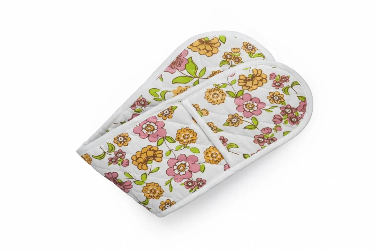 Mânușă dublă bucătărie 18x75cm Flori roz