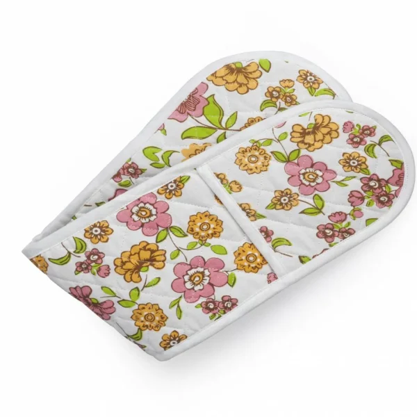 Mânușă dublă bucătărie 18x75cm Flori roz