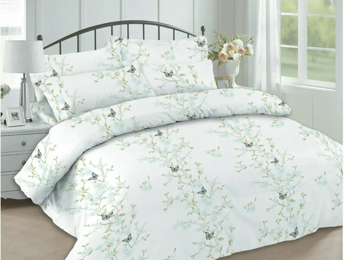 Lenjerie dublă 100% bumbac Deluxe Pucioasa Carina alb