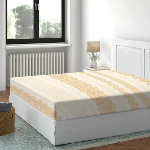 Cearceaf cu elastic 140x200cm Dantel Ecru Deluxe Pucioasa