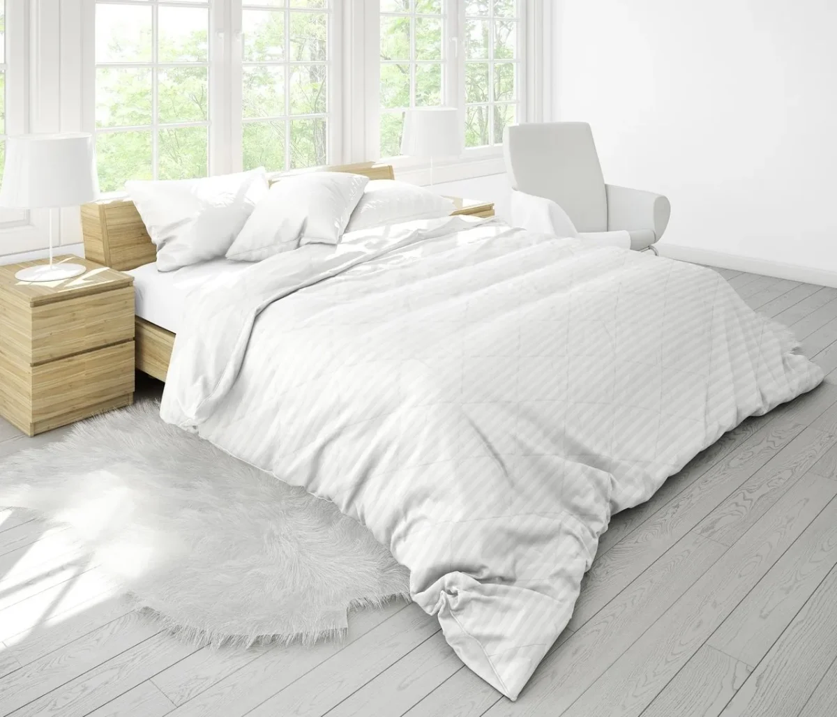 Pilota Alcam 180x200cm Damasc White Line 300g/mp