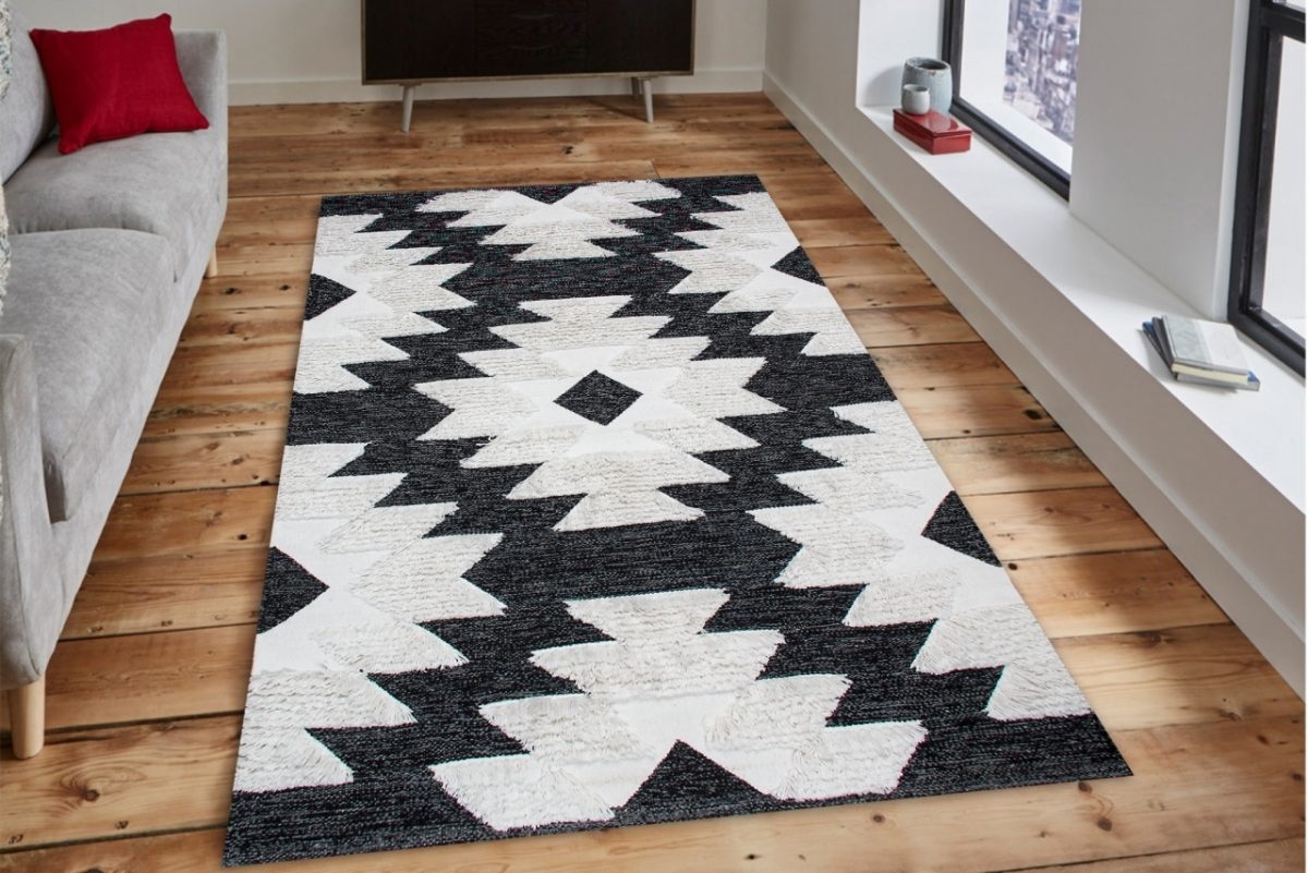 Covor 100% bumbac 120x180cm Eko AFR 01 Black White