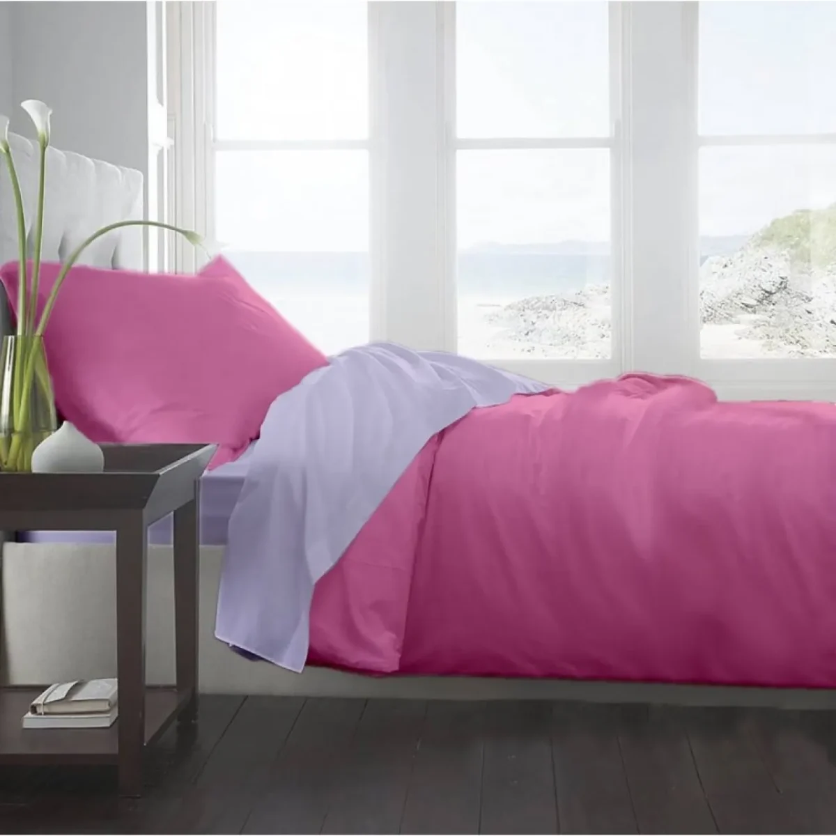 Lenjerie King Size 4 piese 100% bumbac 220x250cm Lila & Rosebloom