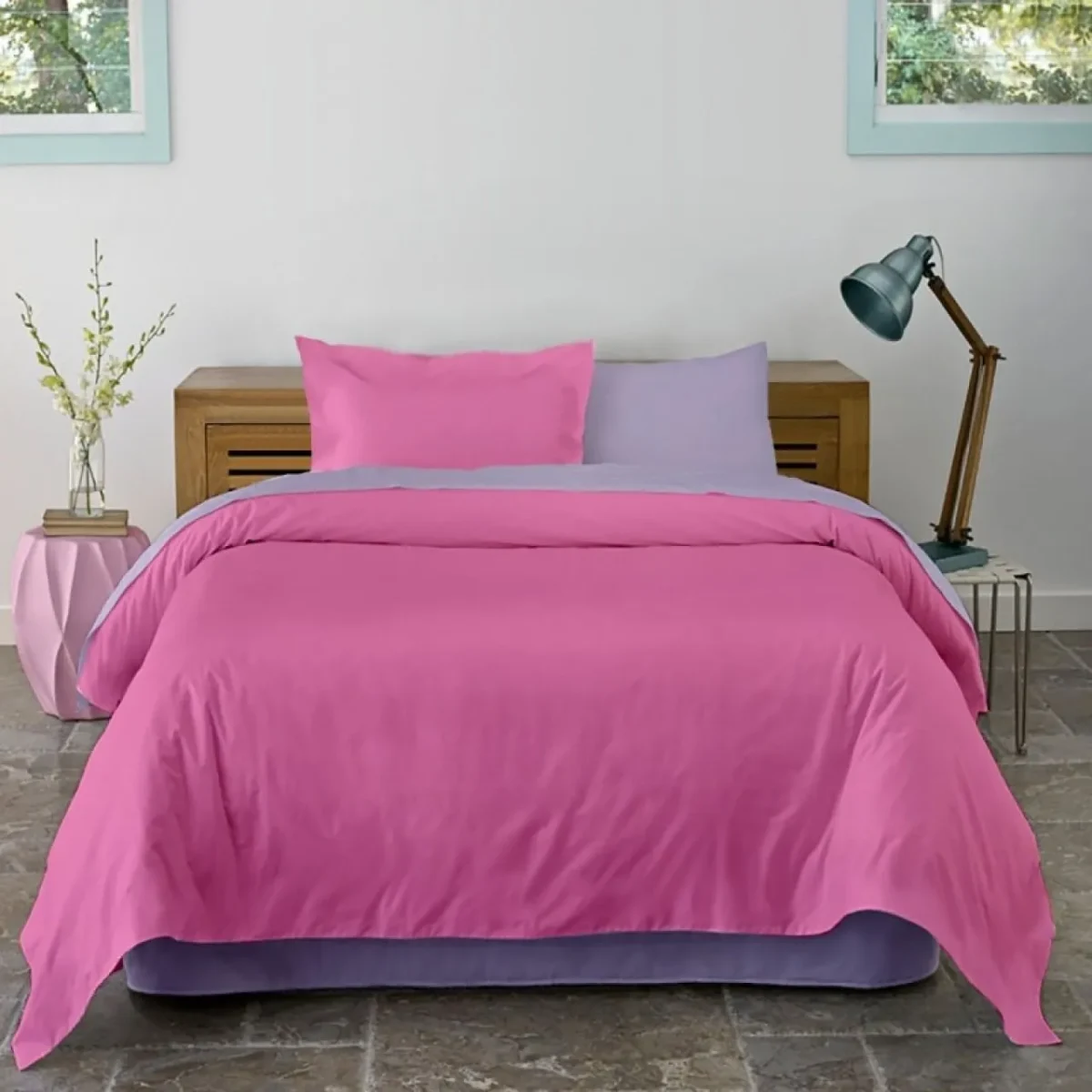 Lenjerie King Size 4 piese 100% bumbac 220x250cm Lila & Rosebloom