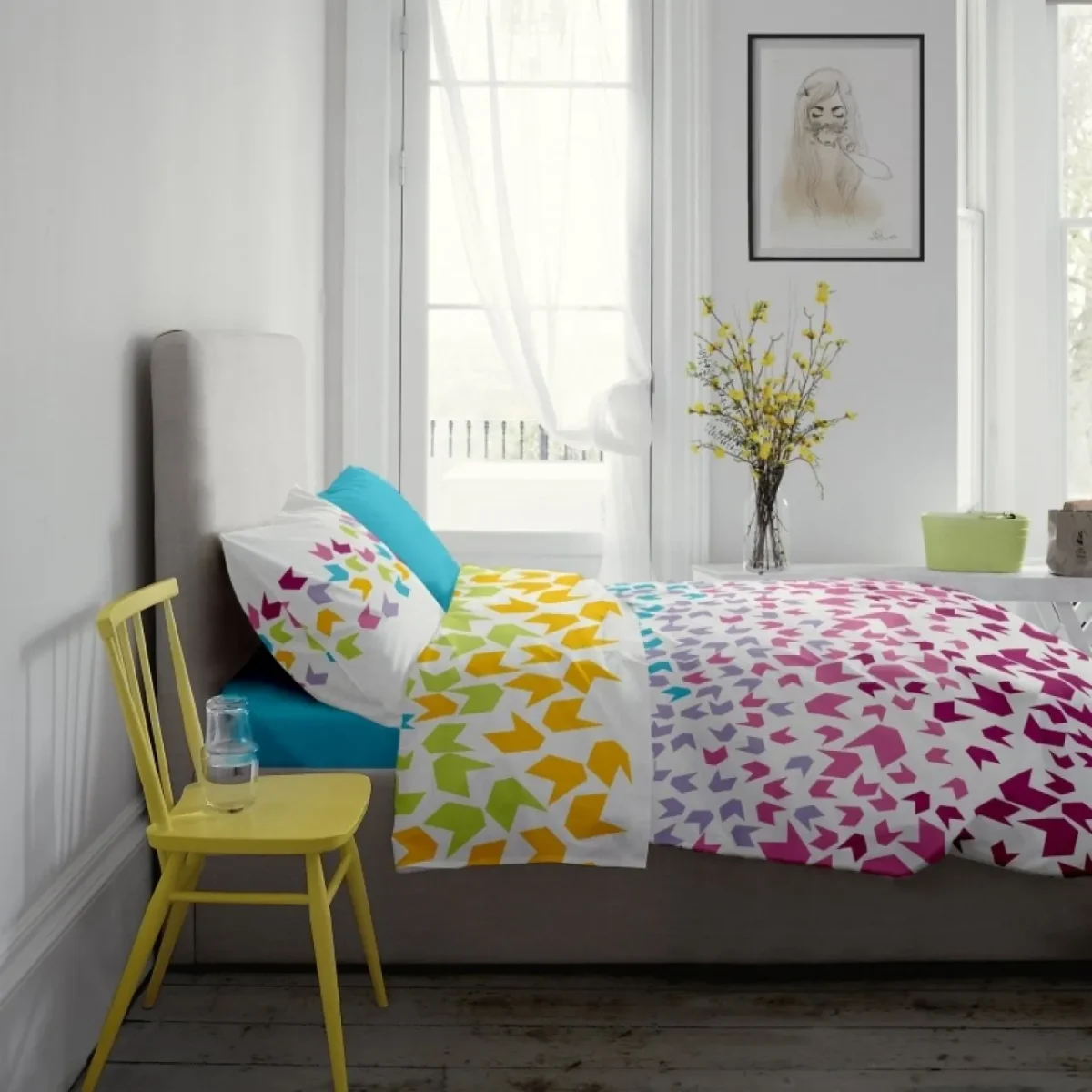 Lenjerie King Size 6 piese 220x250cm 100% bumbac Loving Matisse V.1 Aquarius