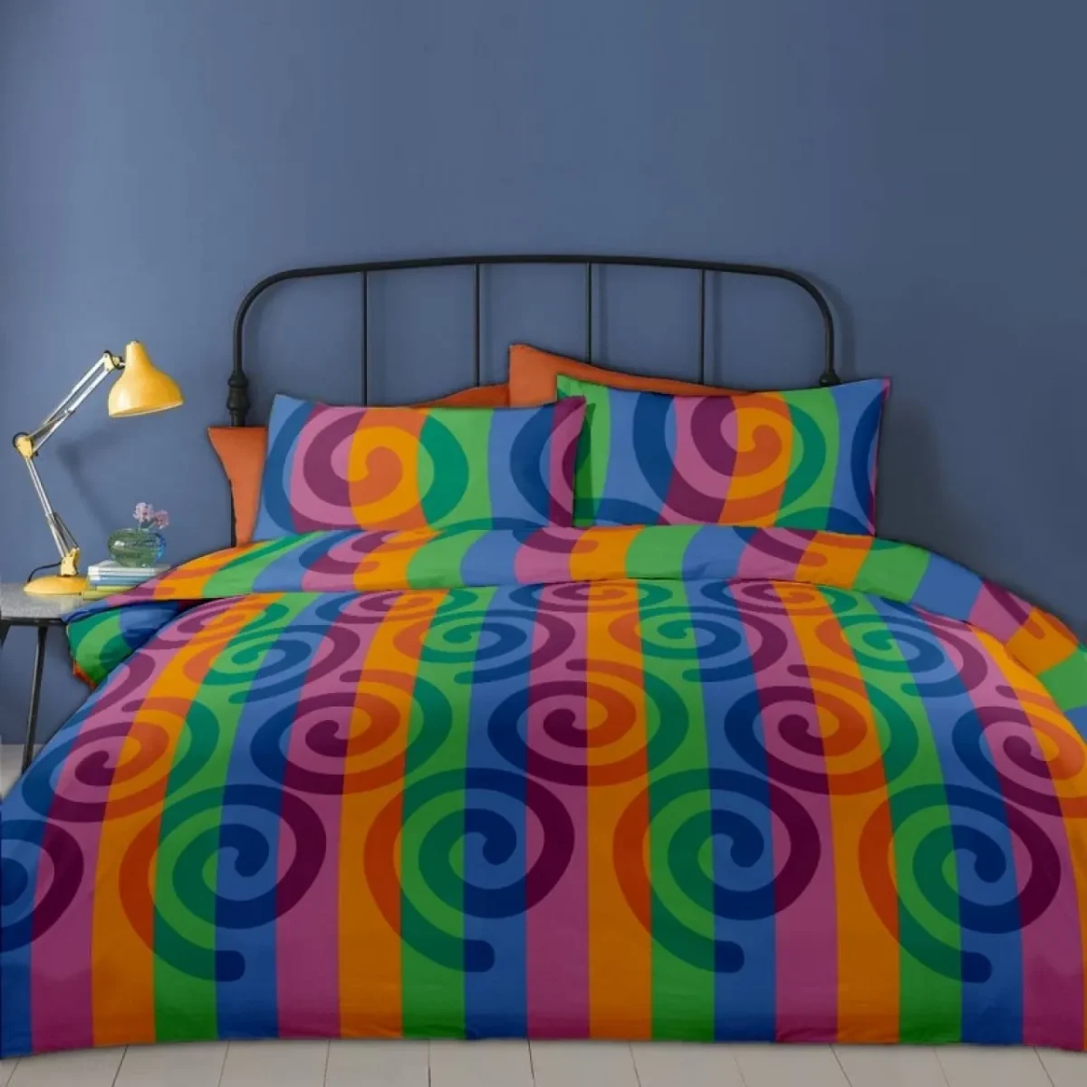 Lenjerie King Size 6 piese 220x250cm 100% bumbac RIU Rainbow Pumpkin