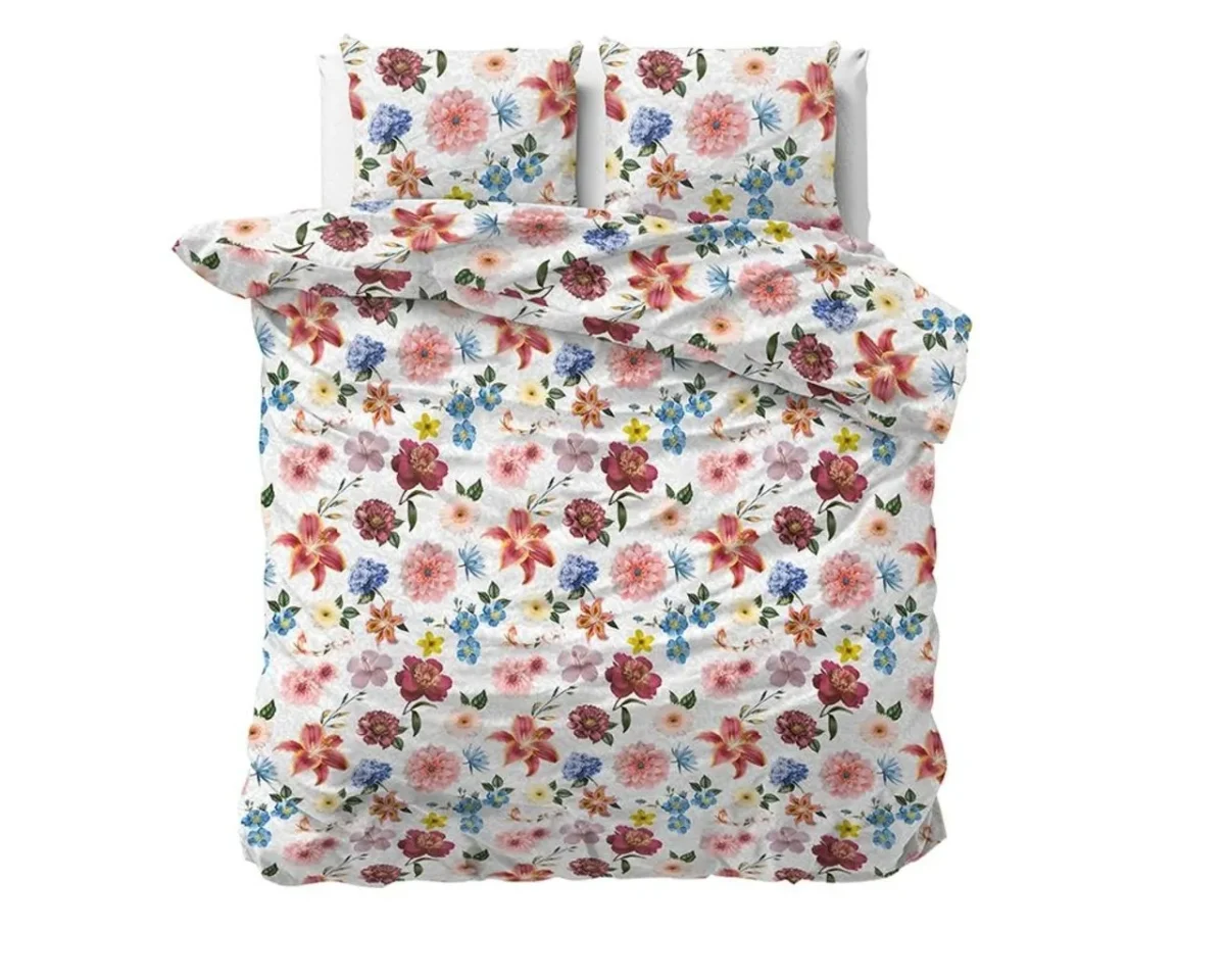 Lenjerie de pat dubla 100% bumbac satinat 3 piese Clover Multi Dreamhouse 200x220cm
