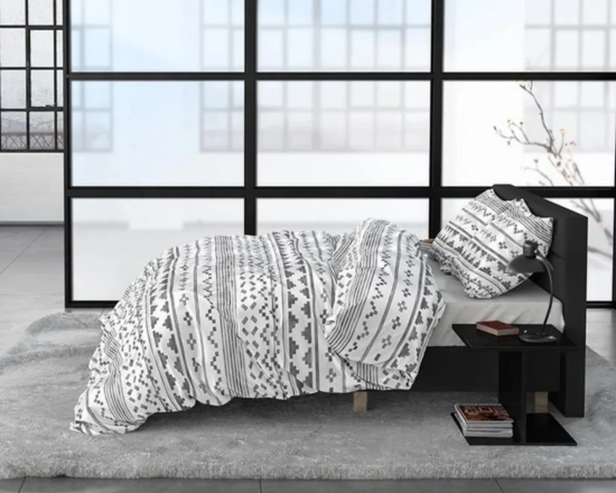 Lenjerie de pat doua persoane 3 piese 100% bumbac satinat Satin Scandino White Royal Textile