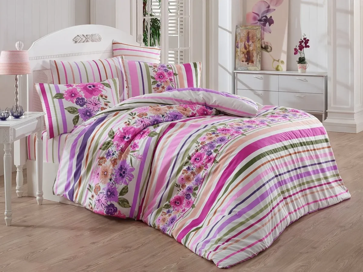 Lenjerie de pat o persoana 3 piese 160x240cm bumbac ranforce Majoli Home Collection Carolin v2