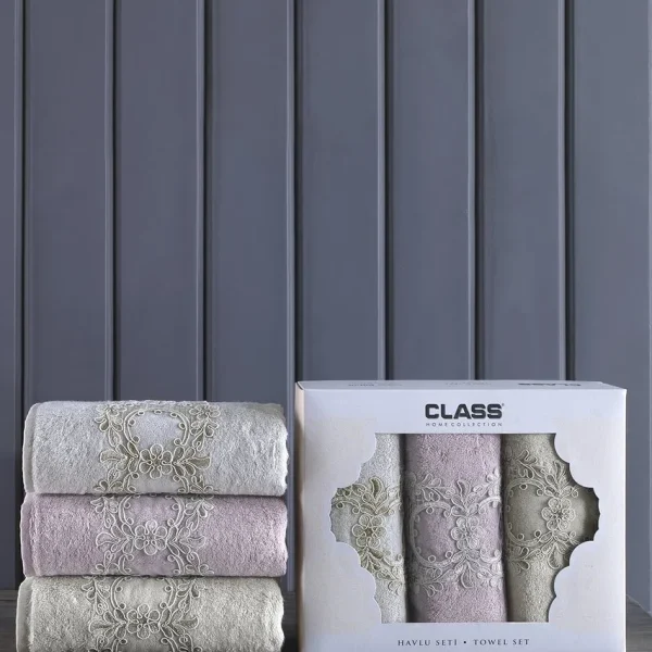 Set 3 prosoape 50x90cm bambus Mahber Class aluna/bej/stone
