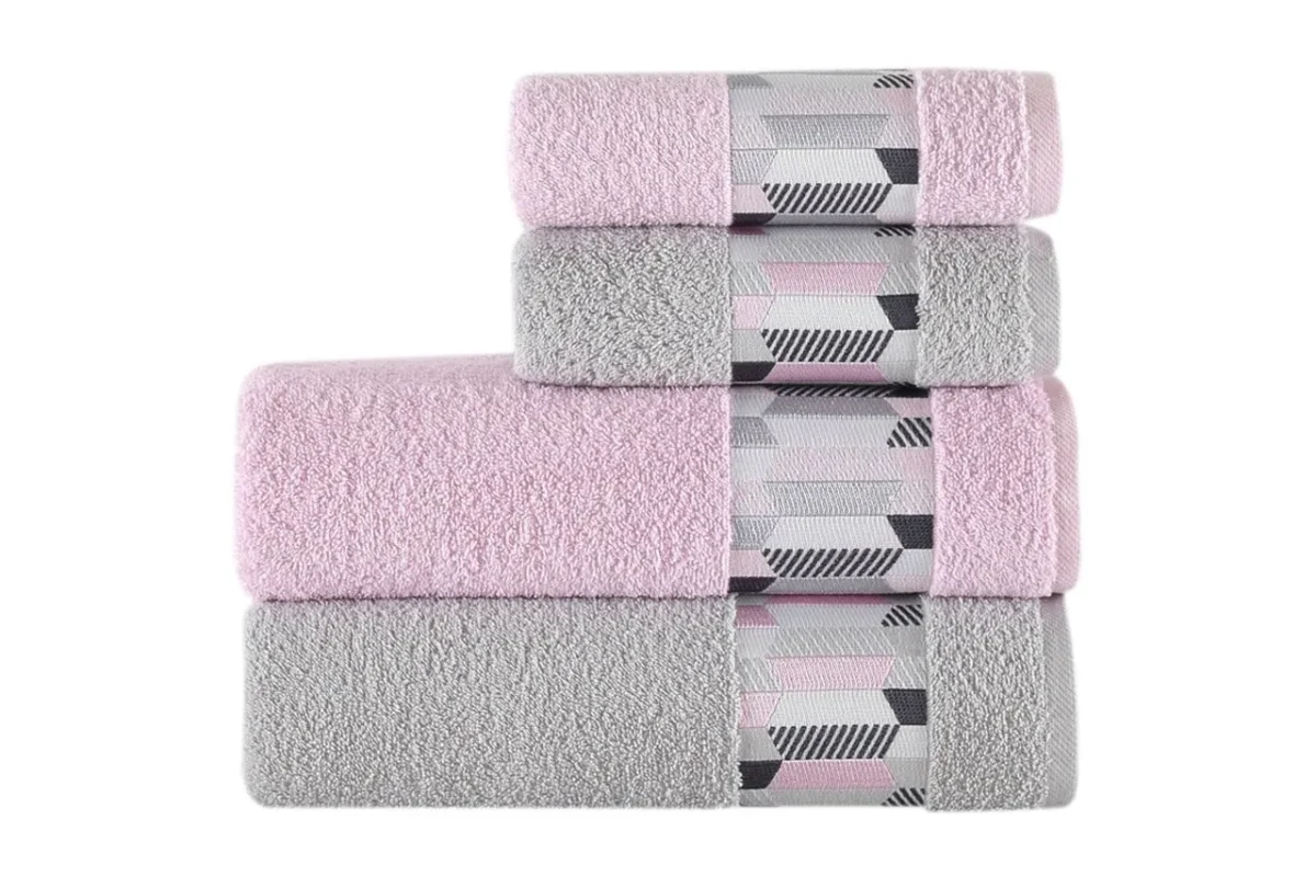 Set 4 prosoape 100% bumbac 420 gsm Bedora Geometric