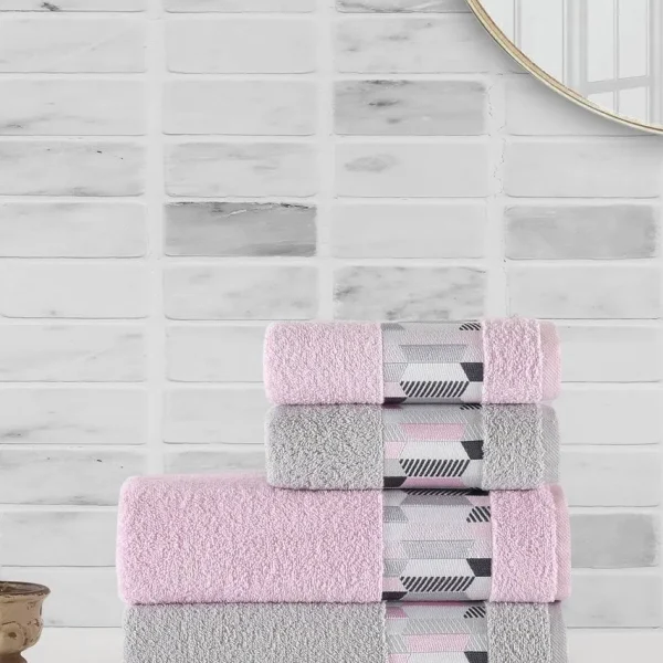 Set 4 prosoape 100% bumbac 420 gsm Bedora Geometric